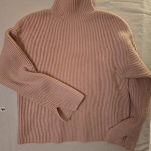H&M Soft Pink Ribbed Turtleneck Sweater